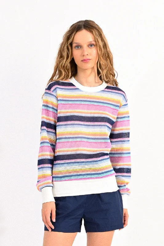 Plus Size Women's Side - Slit Sweaters in Bold SolidsMolly Bracken Striped Knitted Sweater