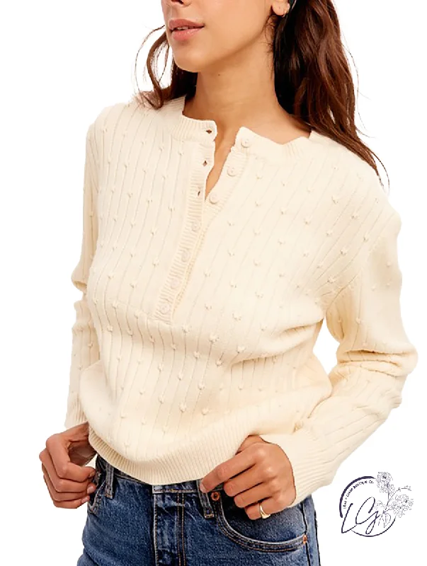 Hooded Women's Fleece - Lined Sweaters for WinterNot Too Typical Button Sweater