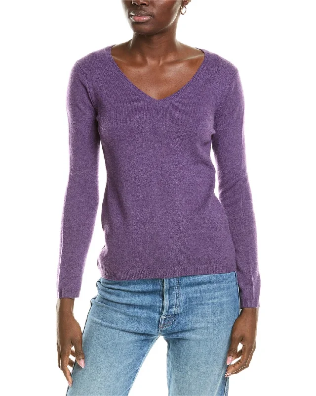 Longline Women's Mohair Sweater Dresses in a Loose Fitsofiacashmere Modern V-Neck Cashmere Sweater