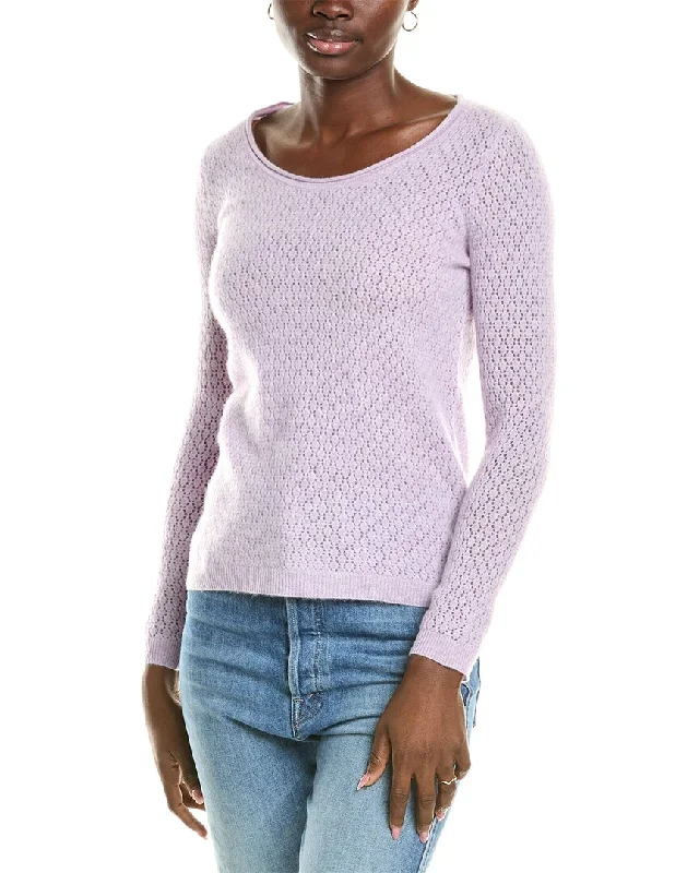 A - Line Women's Merino Wool Sweater Dresses in Classic Stylessofiacashmere Pointelle Scoop Neck Cashmere Sweater