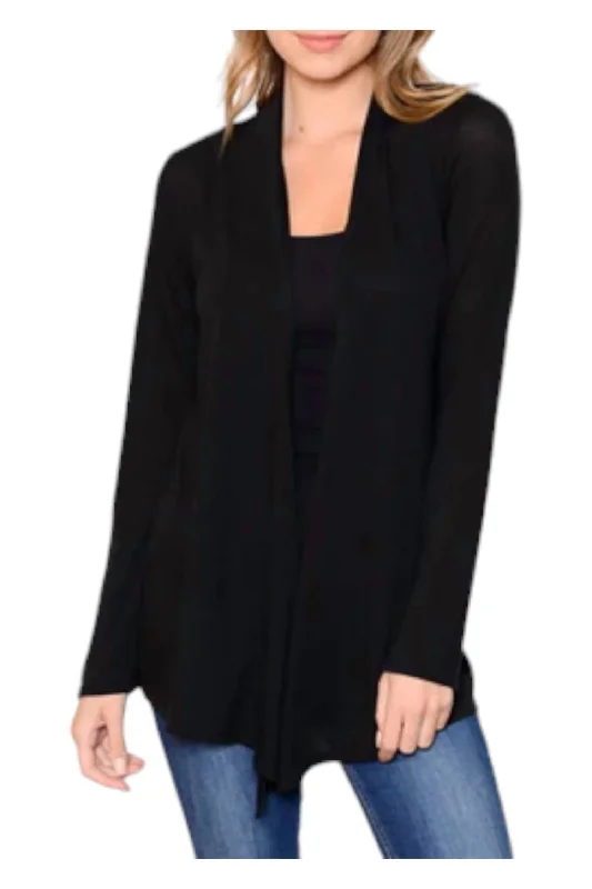 Sleeveless Women's Silk Blend Sweater Dresses for a Sophisticated LookSoft Solid Cardigans In Black