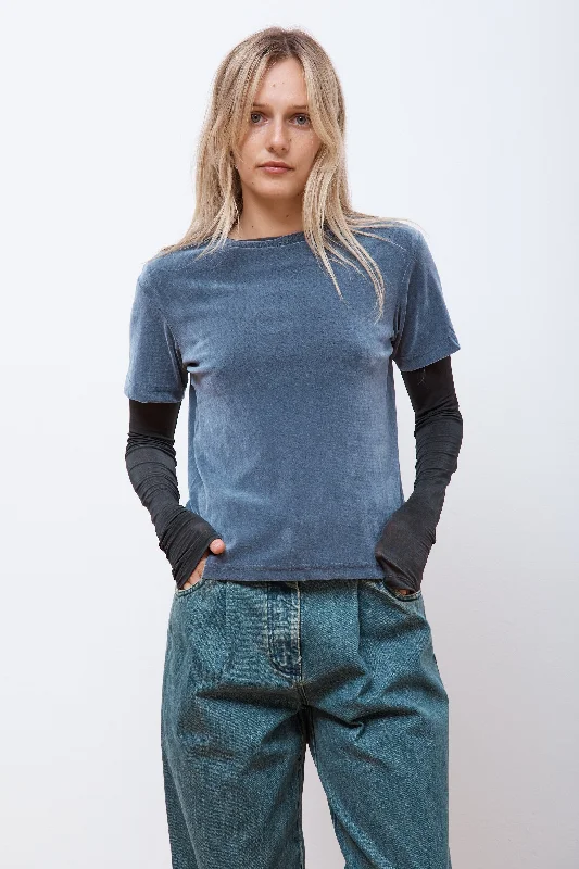 Crew Neck Women T Shirt with a Timeless DesignSlim Tee Blue