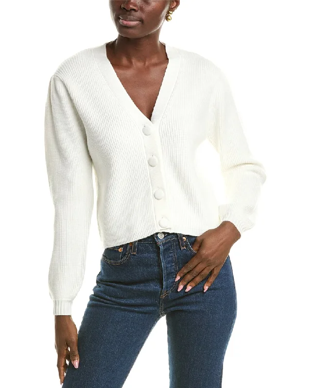 Wrap - Style Women's Lambswool Sweater Dresses in Elegant ShadesT Tahari Pleated Blouson Sleeve Cardigan