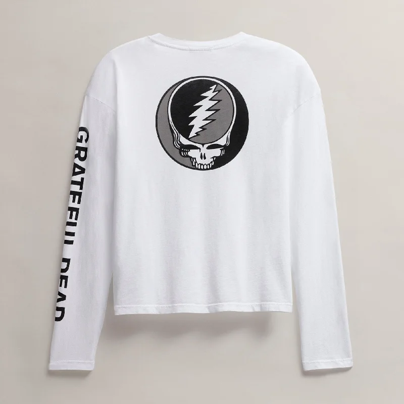 Muscle Women T Shirt for a Sporty and Casual LookWomen's Grateful Dead Long Sleeve - White/Black