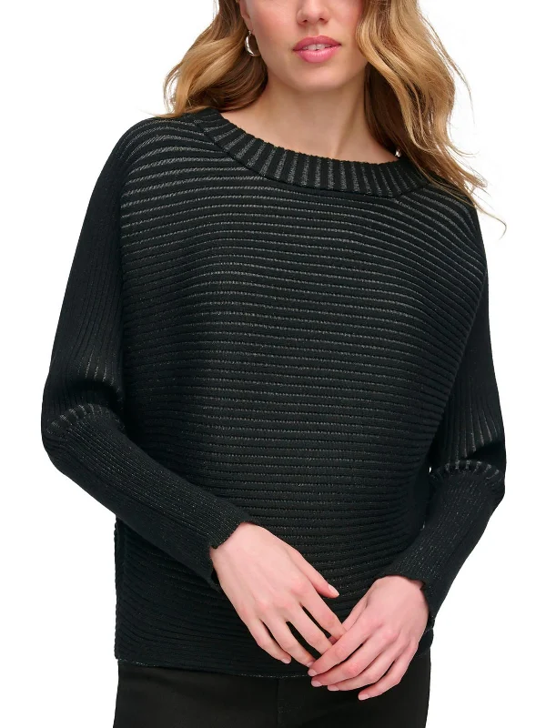 Plus Size Women's Tunic - Style Sweater Dresses with PocketsWomens Ribbed Dolman Sleeves Pullover Sweater