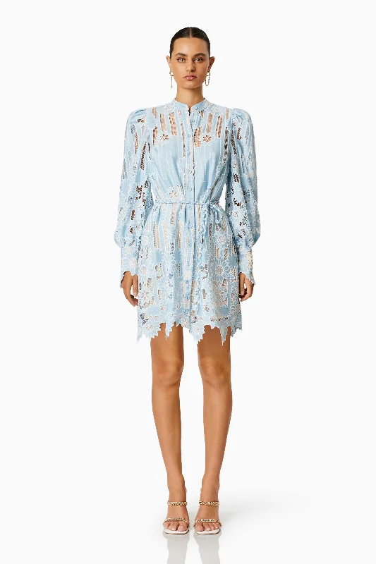 Ruffled Women Dress with Multiple Layers for a Playful and Girly StyleJetsetter Mini Shirt Dress In Blue