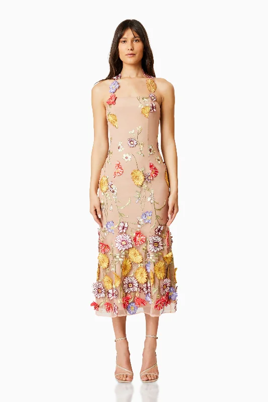 Halter Neck Women Dress to Show Off the Shoulders and NecklineLark Floral Midi Dress In Multi