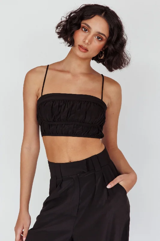 Ruffled Women Dress with Multiple Layers for a Playful and Girly StyleRegal Ruched Cami Crop Top Black