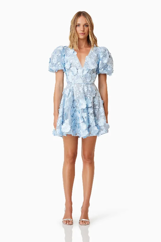 Off - the - Shoulder Women Dress for a Romantic and Feminine LookSelene Floral Mini Dress In Blue