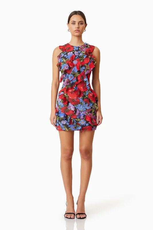 Halter Neck Women Dress to Show Off the Shoulders and NecklineThea Mini Party Printed Dress In Red