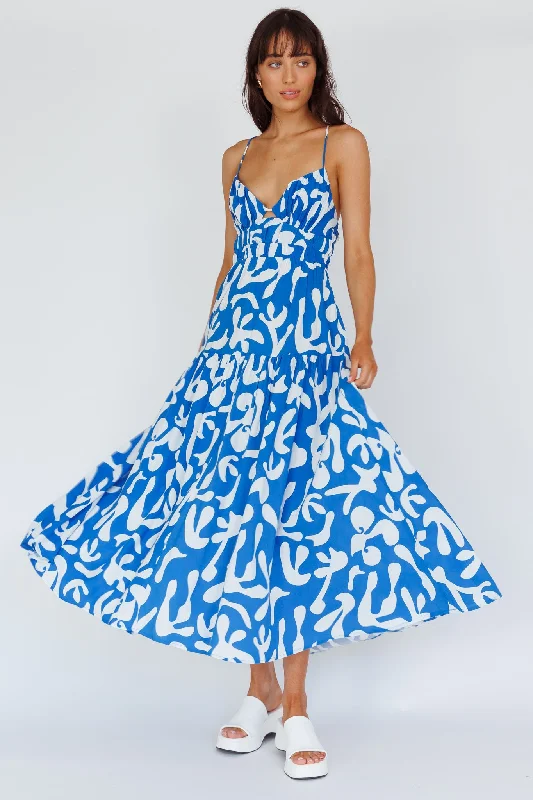 Ball Gown Women Dress with a Full Skirt for a Princess - like LookTiffi Cami Strap Midi Dress Floral Blue