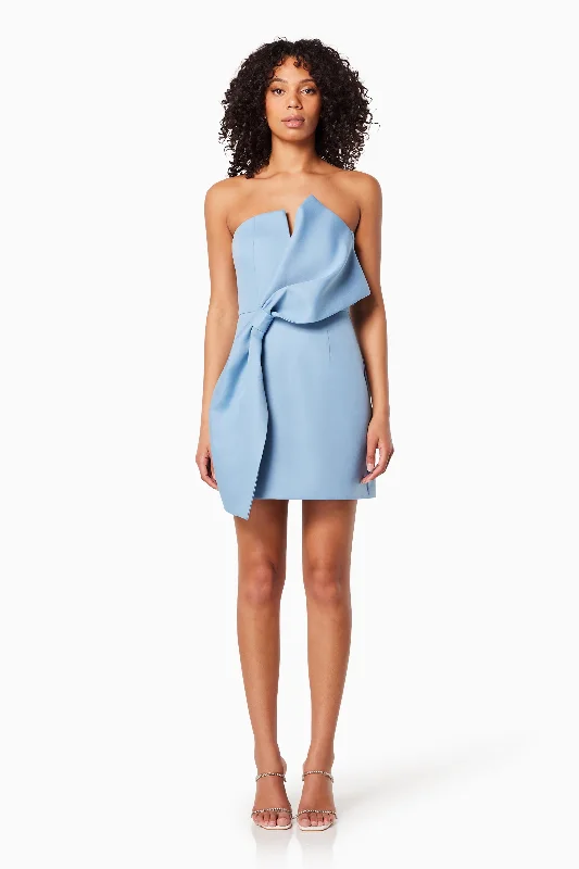 Ruffled Women Dress with Multiple Layers for a Playful and Girly StyleZurich 3D Featured Bow Mini Dress In Blue