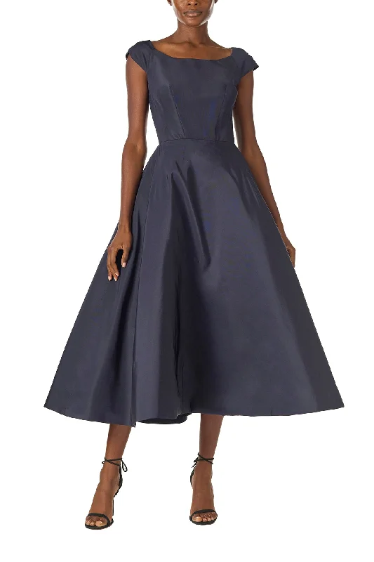 Midi dresses with wrap - around skirts for a customizable fitBateau Neck Tea Length Dress