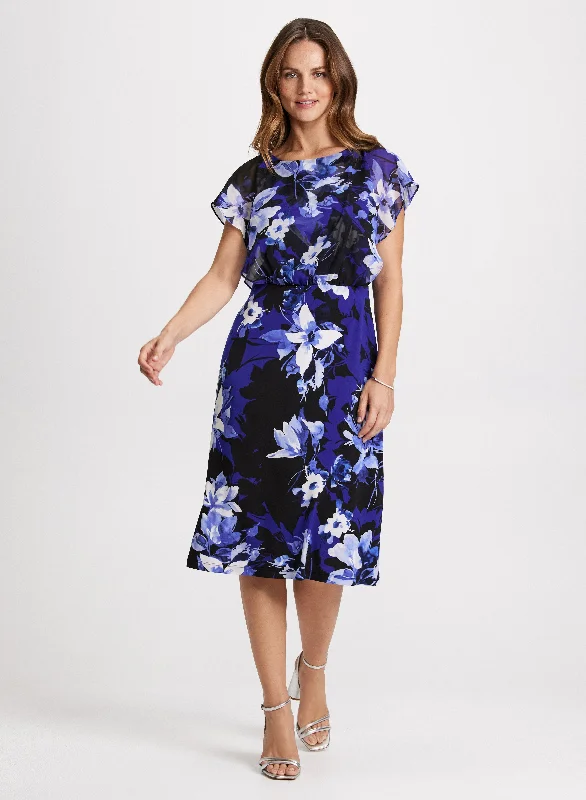 Midi dresses with bow accents for a sweet and charming lookFlutter Sleeve Floral Dress