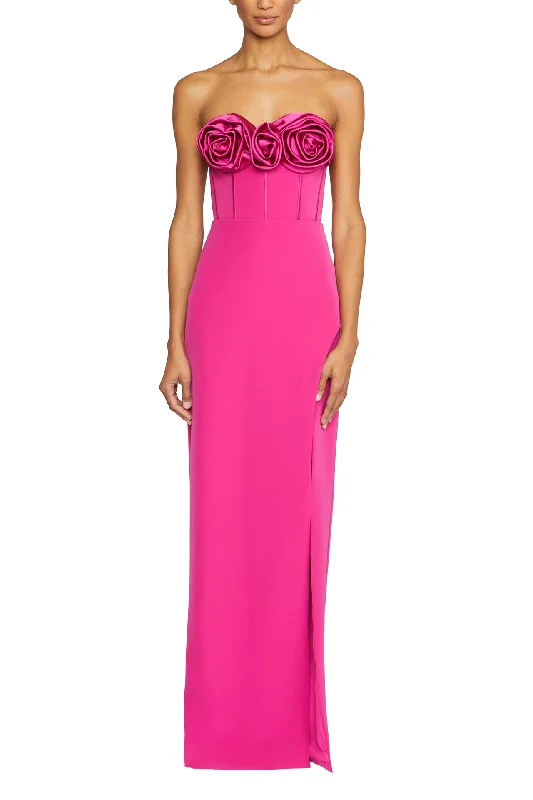 Midi dresses with gathered skirts for a full and flowing silhouetteStrapless Crepe Column Gown