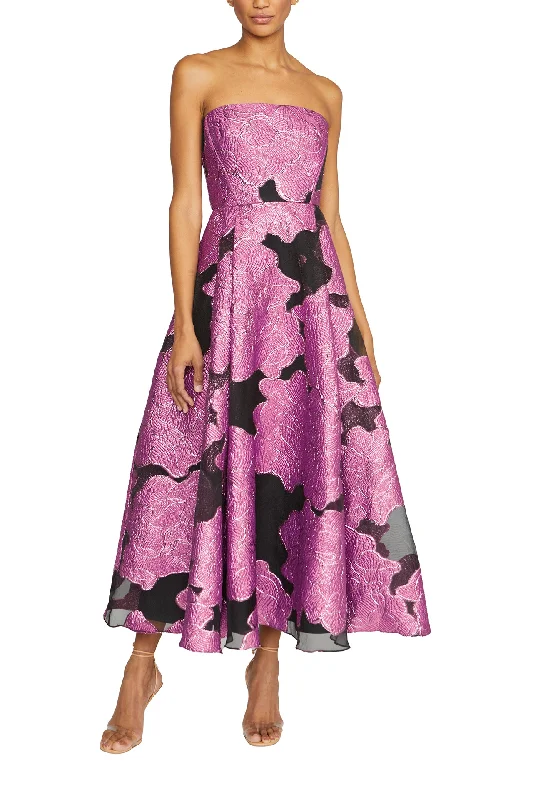 Midi dresses with gathered skirts for a full and flowing silhouetteStrapless Jacquard Midi Dress