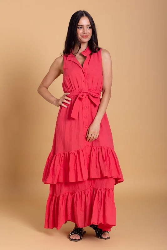 Maxi dresses with a gathered skirt for a voluminous and dramatic effectBirdie Dress Red