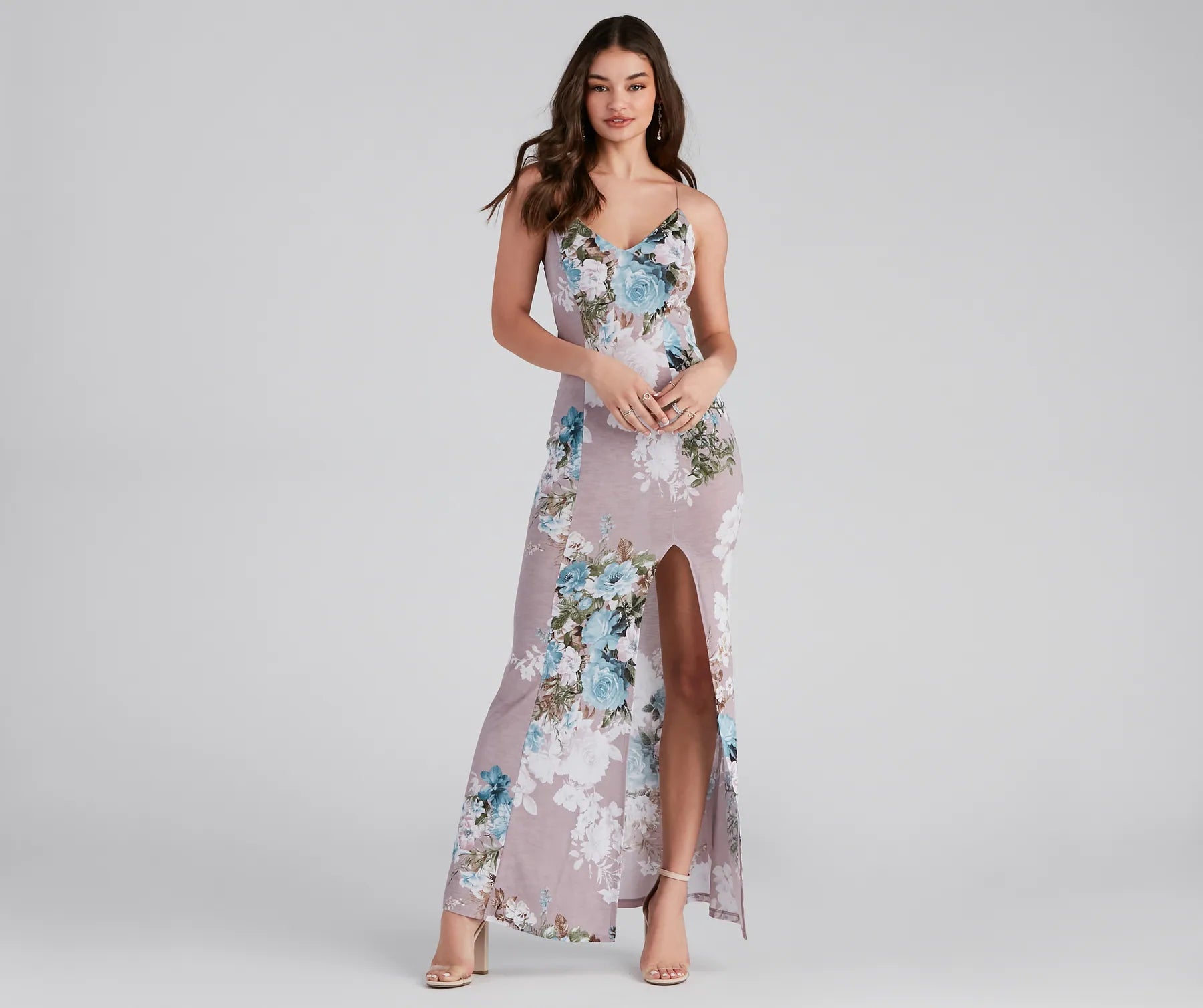 Maxi dresses with a wrap - around style for a customizable fitBlooming Floral Knit Maxi Dress