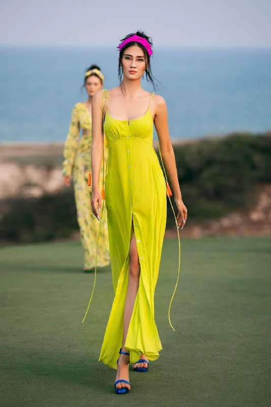 Maxi dresses with cold - shoulder cutouts for a trendy lookMyla Slit Spaghetti Strap Silk Maxi Dress