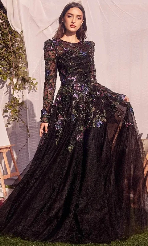 Sequined wedding guest dresses for an evening weddingAndrea and Leo MA107 - Floral Sequin Long Gown