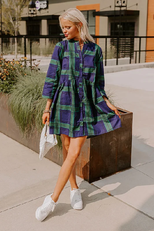 Mini dresses with halter necks for a stylish choiceChic Harvest Plaid Mini Dress in Green