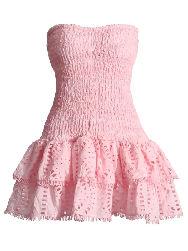 Mini dresses with patchwork designs for a unique styleCora Strapless Print Mini Dress - Pink