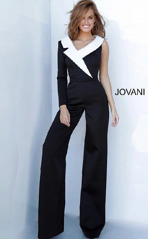 Wedding guest dresses with ruched bodices and spaghetti strapsJovani 3854 Long Formal Jumpsuit