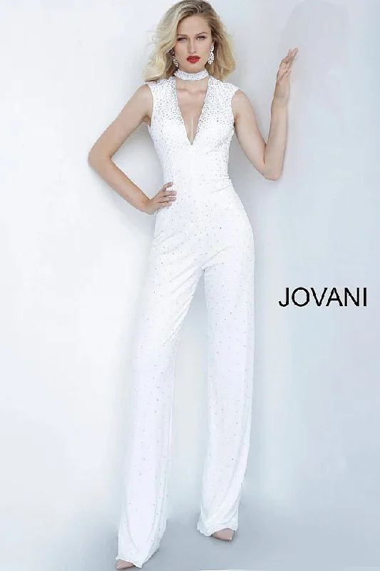 Long - sleeved wedding guest dresses in velvet for a winter weddingJovani 67941 Formal Jumpsuit