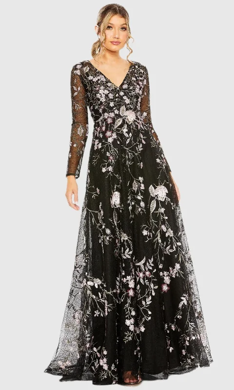 Lace - and - tulle wedding guest dresses with sweetheart necklinesMac Duggal 20480 - Embroidered Sheer Sleeve Evening Dress