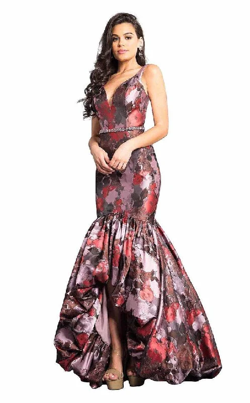 Wedding guest dresses with patchwork designs for a unique lookRachel Allan High Low Floral Mermaid Prom Gown 8357