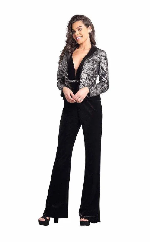 Animal - print wedding guest dresses in subtle colors for a bold statementRachel Allan Sleeveless Formal Jacket Jumpsuit 8353