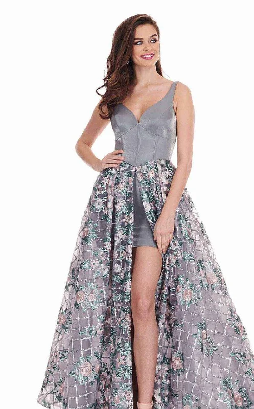 Strapless wedding guest dresses with rhinestone - studded bodicesRachel Allan Prom Sleeveless Formal Dress 6572CL