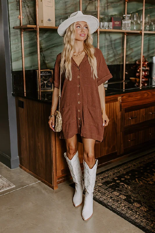 Mini dresses with ribbed textures for a unique appearanceSt. Lucia Bound Linen-Blend Mini Dress in Chocolate