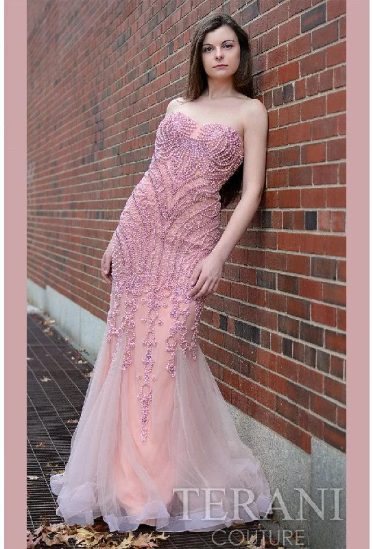 Bow - backed wedding guest dresses in silk for a luxurious feelTerani Couture 1611GL0463A Sexy Long Prom Dress