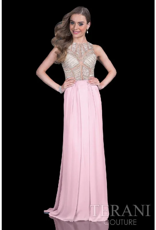 Off - the - shoulder wedding guest dresses in chiffonTerani Couture 1615P1294A Long Prom Dress