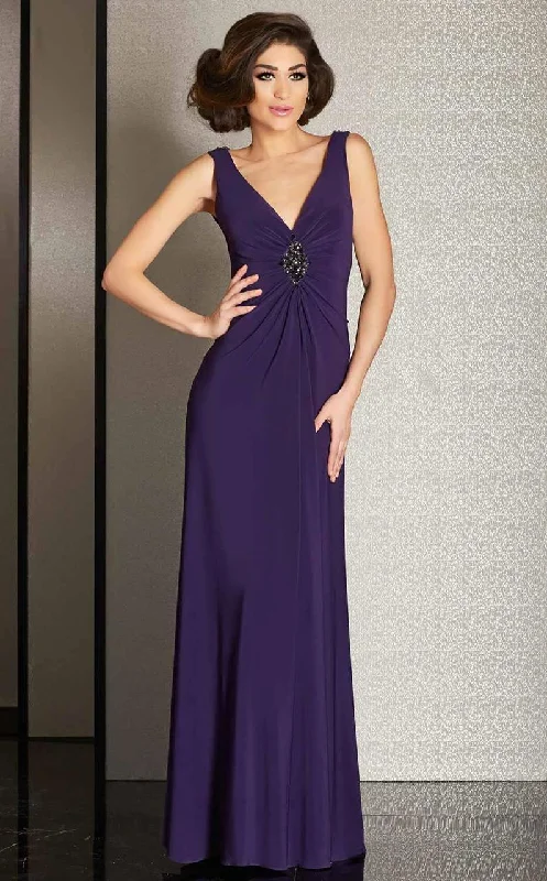 Formal dresses with fringe - trimmed sleeves and wrap - around styles for a bohemian - inspired formal eventClarisse - M6252 Classic V-Neckline Evening Gown