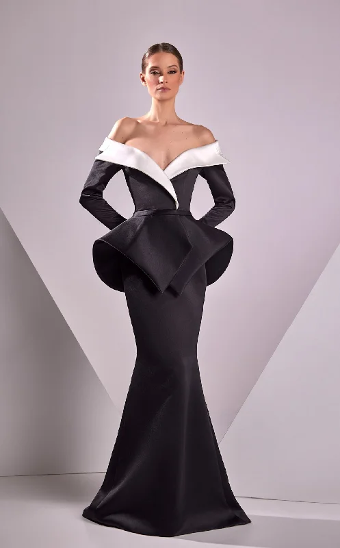 Prom dresses with one - shoulder designs and feather accents for a bold statementEdward Arsouni Couture FW24922 Dress