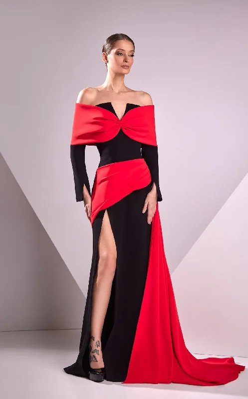 Formal dresses with asymmetric ruffled hems and high - low designs for a fashion - forward and dynamic appearanceEdward Arsouni Couture FW24938 Dress