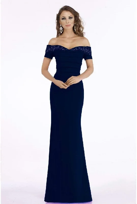 Prom dresses with lace - trimmed hems and off - the - shoulder necklines for a delicate lookGia Franco - 12916 Off-Shoulder Pleated Evening Gown