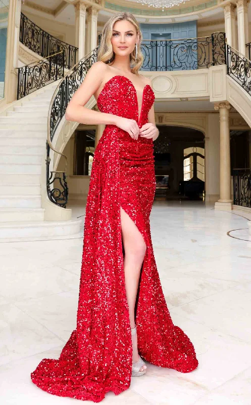 Long - sleeved formal dresses in velvet for a winter formal eventJessica Angel 2436 Dress