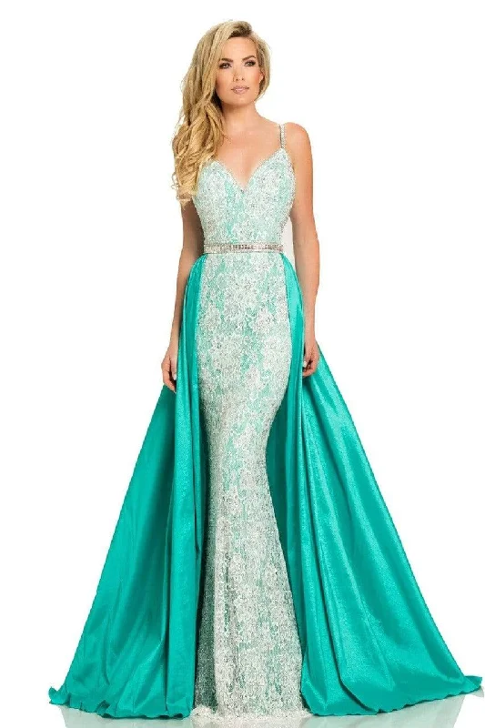 Prom dresses with geometric - cutout sleeves and flowing chiffon fabrics for a modern and airy lookJohnathan Kayne - 7242 Embellished V-neck Sheath Dress