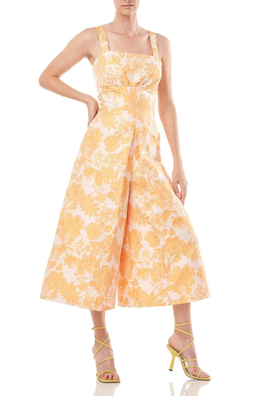 Cocktail dresses with a pleated skirt and a square necklineKay Unger 5547425 Two Tone Floral Formal Jumpsuit