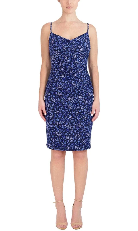 Cocktail dresses with a ruched bodice and spaghetti strapsLaundry HU06D20 - V-Neck Floral Casual Dress