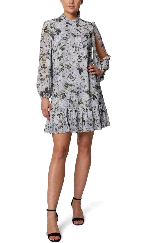 Cocktail dresses with a floral print and a peplum waistLaundry HU07D67 - Floral Split Sleeve Casual Dress