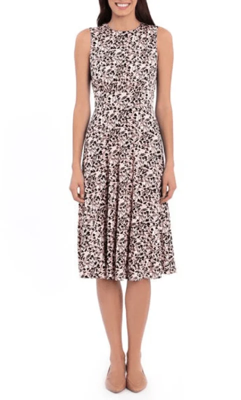 Cocktail dresses with a floral print and a peplum waistLondon Times T5758M - Sleeveless Floral Print Midi Dress