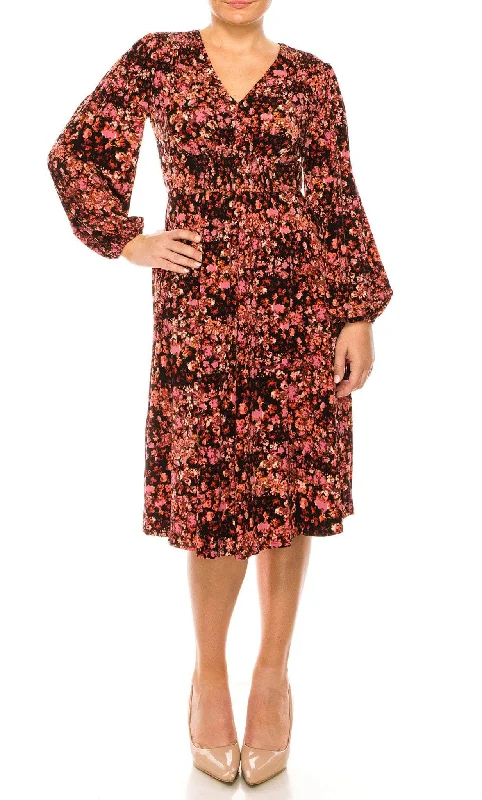 Mini cocktail dresses with a denim fabric for a casual - chic lookLondon Times T5953M - Floral Printed Midi Dress