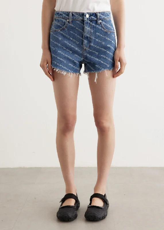 Leather Look Women Shorts for an Edgy and Chic StyleLogo Print Bite Shorts