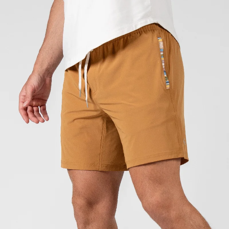 Linen Women Shorts for Breathable Comfort in Hot WeatherFlow 2.0 Short (Athletic) - Turmeric 5.5" & 7"