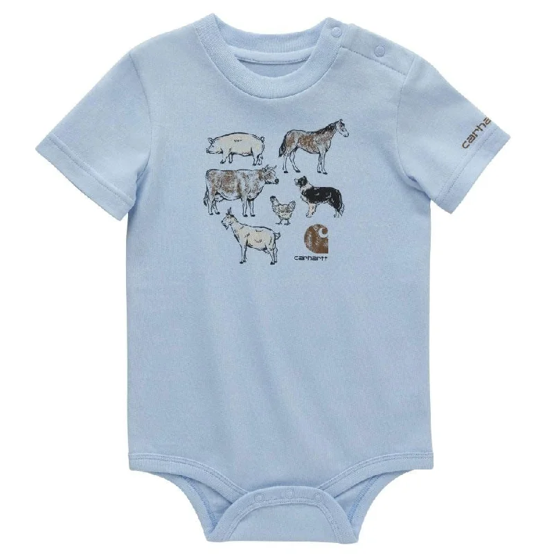 Infant Short-Sleeve Farm Bodysuit - Clear Sky