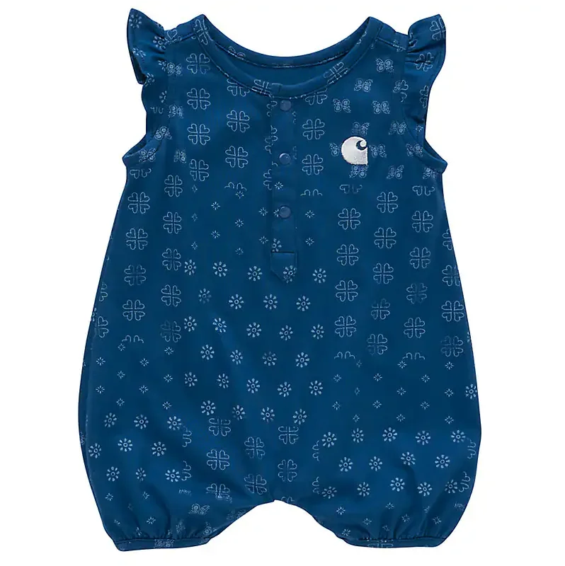 Infant Sleeveless Bandana Print Romper - Deep Lagoon